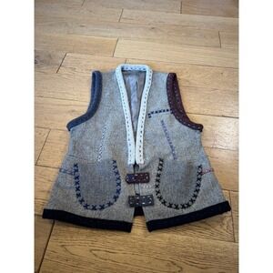 WODMERE Herringbone Wool‎ Vest Unique Handmade Style Colorful Accents Womens